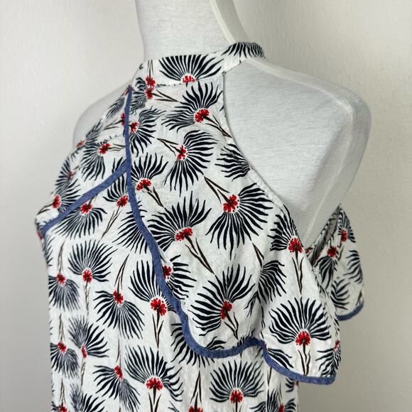 THML Floral Print Crossover Neckline Cold Shoulder Lightweight Summer Top - Picture 7 of 13